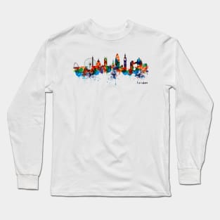 London Watercolor Skyline Silhouette Long Sleeve T-Shirt